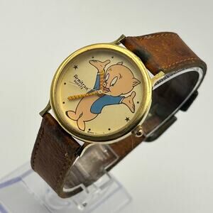 Vintage Armitron Gold Brown Leather Quartz Watch Working New Battery